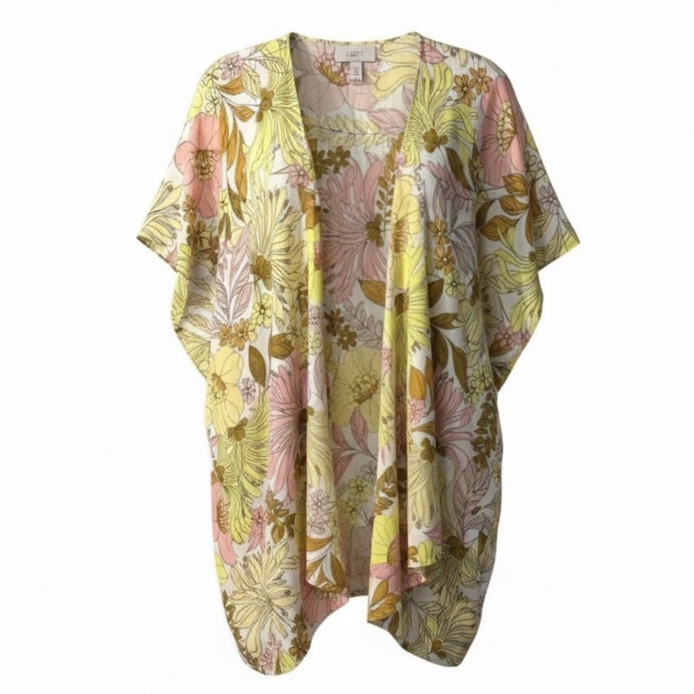LOFT Dahlia Wrap Kimono Open Cardigan Size XS Small Floral Daisy Cover Up Modal
